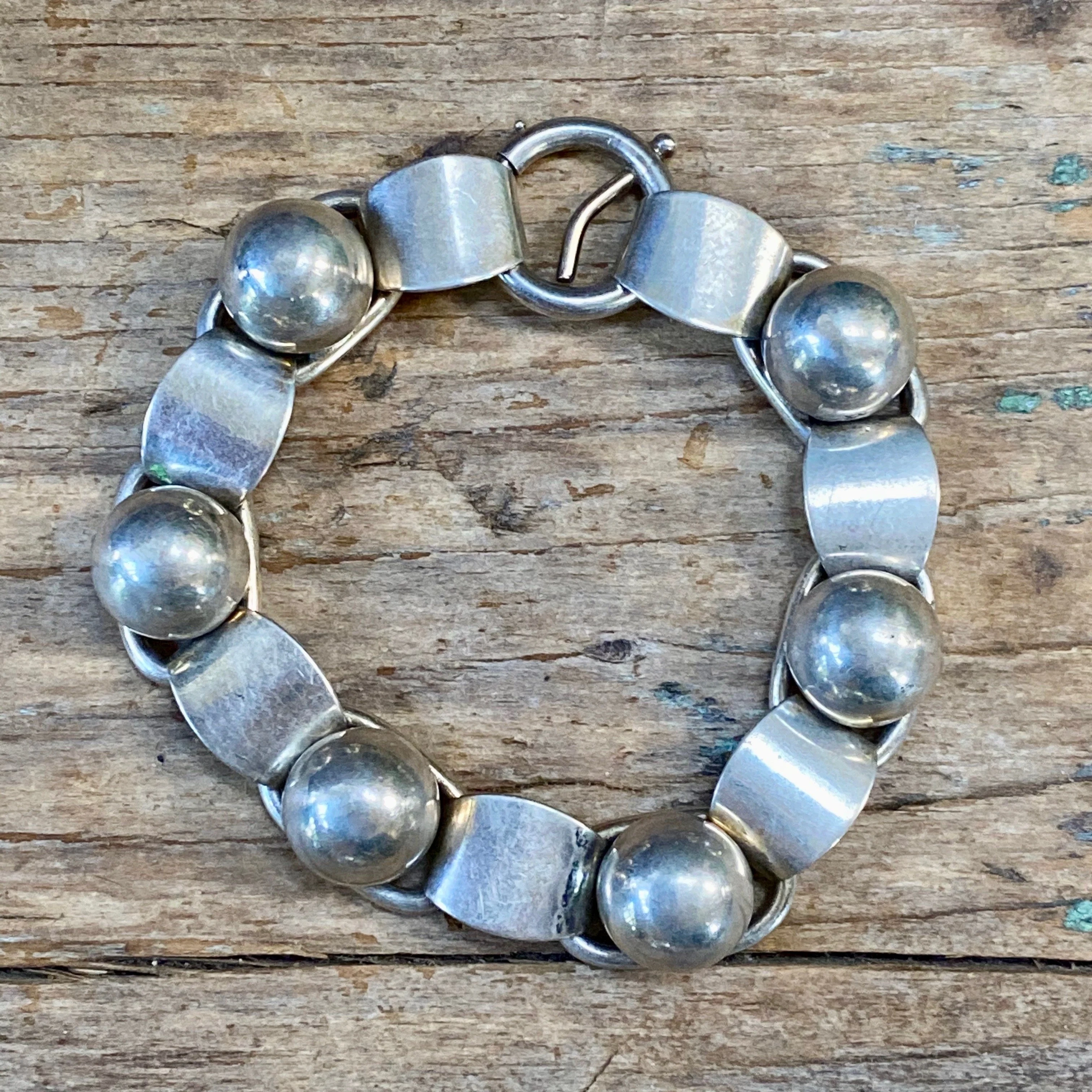 Napier Bookchain and Orb Bracelet in Sterling Silver 1930s