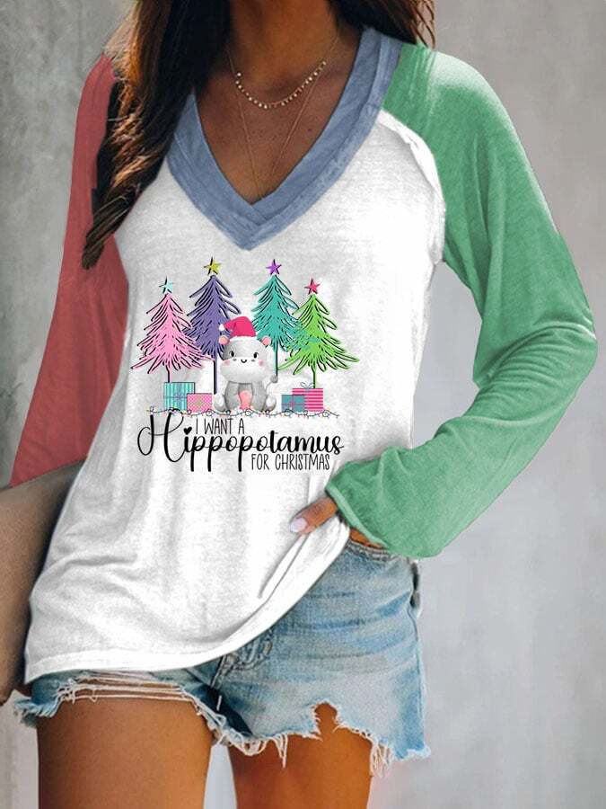 Christmas Colorful Print T-Shirt