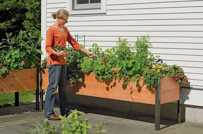 Self-Watering Eco-Stained Elevated Planter Box