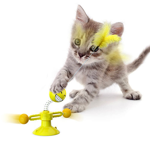 Kitten Interactive Swing Turntable Cat Stick With Spring Toy