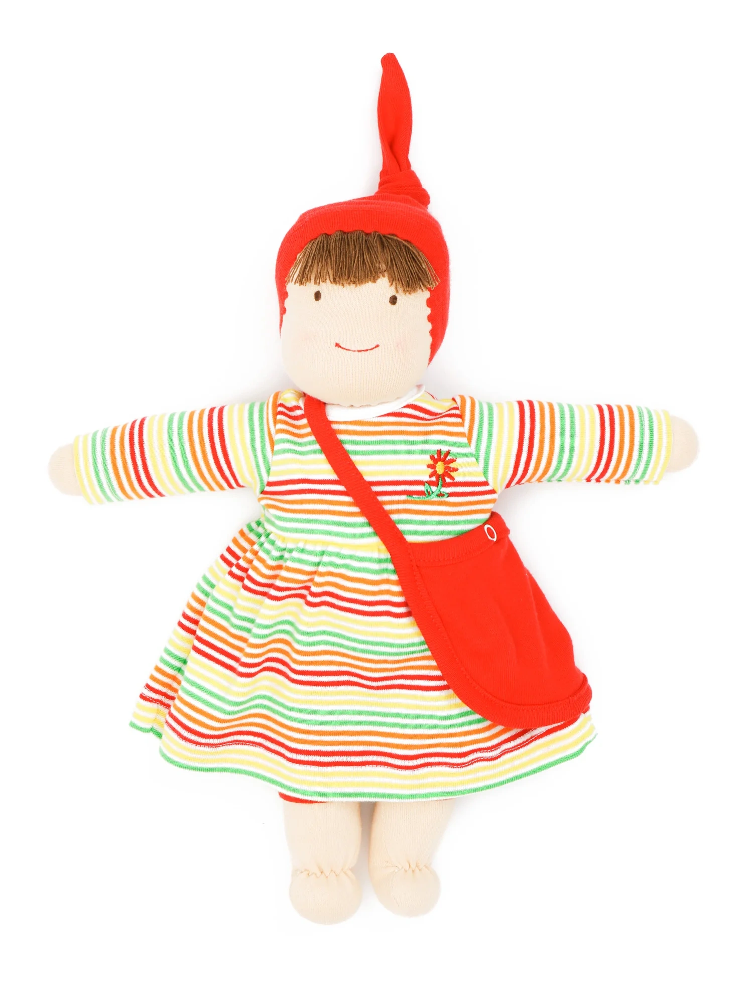 Under The Nile Organic Cotton Waldorf Inspired Jill Dress Up Doll - Multicolor Stripe