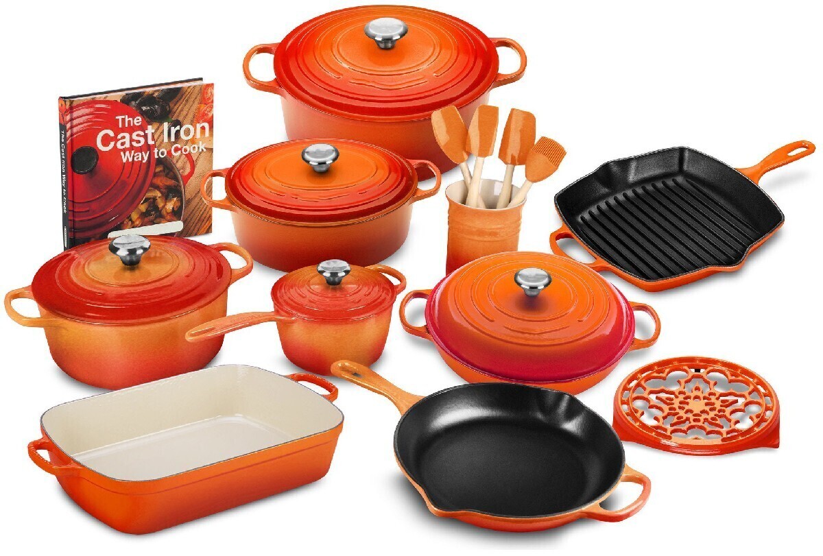 【Christmas Sale】Cast Iron Cookware Set--20 Pieces-Buy 2 Free Shipping&Free 6-piece steak knife set