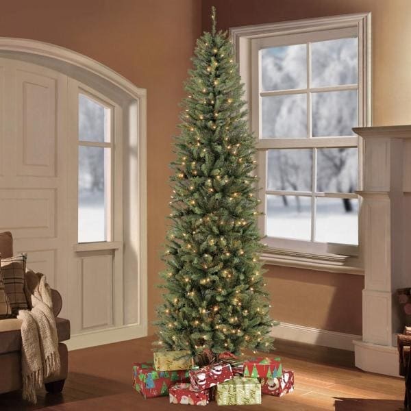 7.5 ft. Pre-Lit Fraser Fir Pencil Tree Artificial Christmas Tree with 350 Clear Lights