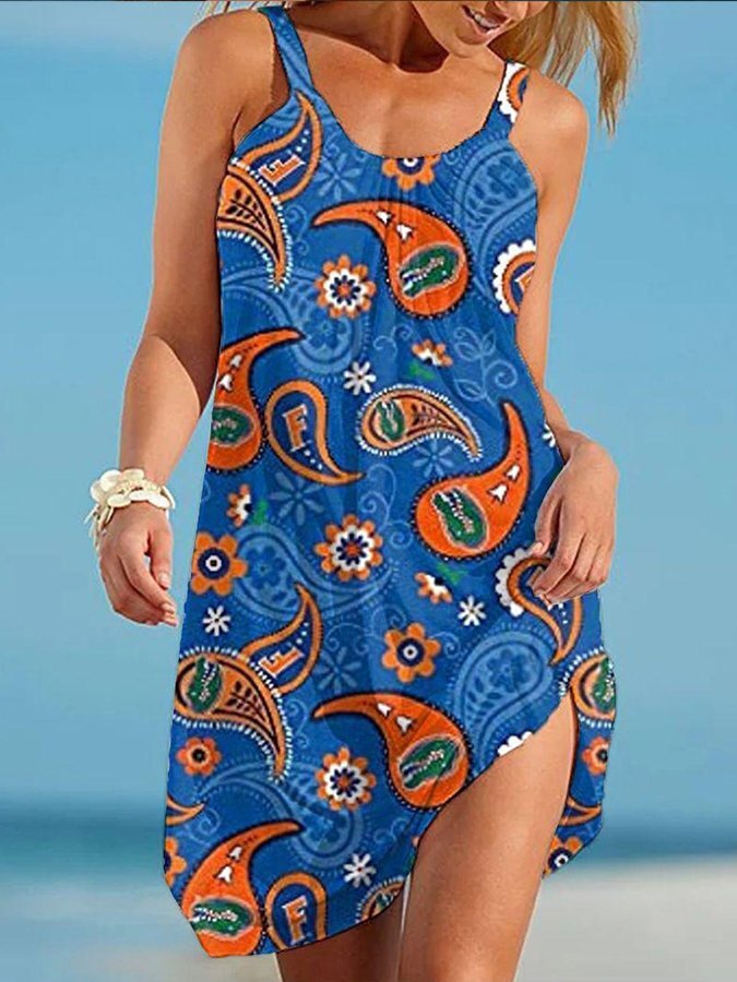 Paisley Print Sexy Sling Beach Dress - spaciova