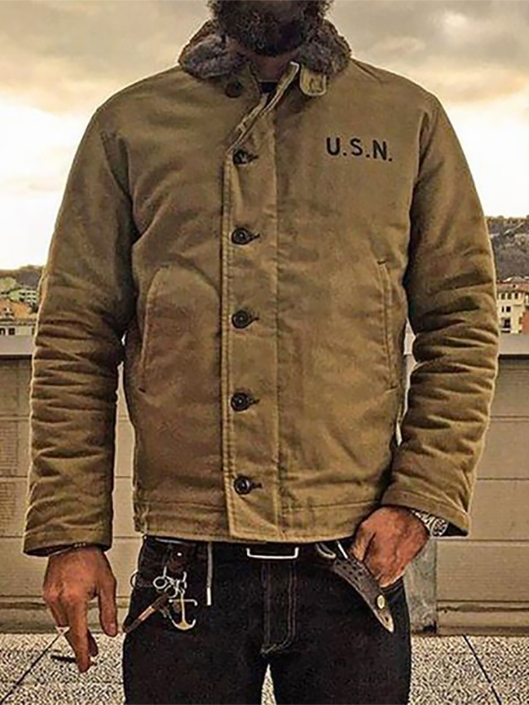 2020 Khaki N-1 Deck Jacket Vintage USN Military Uniform For Men N1