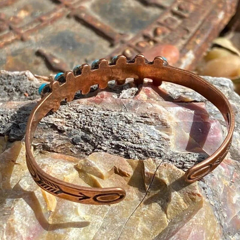 Solid Copper Turquoise Baby Bracelet Navajo