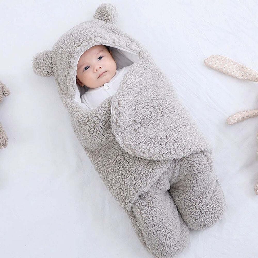 Newborn Baby Bear Soft Blankets - Gray