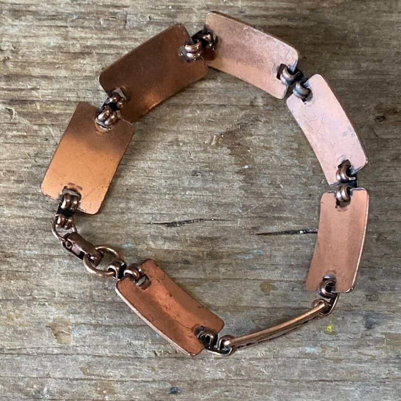 Vintage Solid Copper Rectangular Concho Bracelet