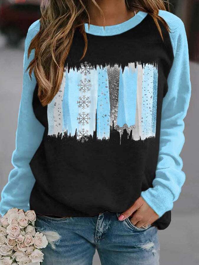 Winter Snowflake Sequins Print Sweatshirt