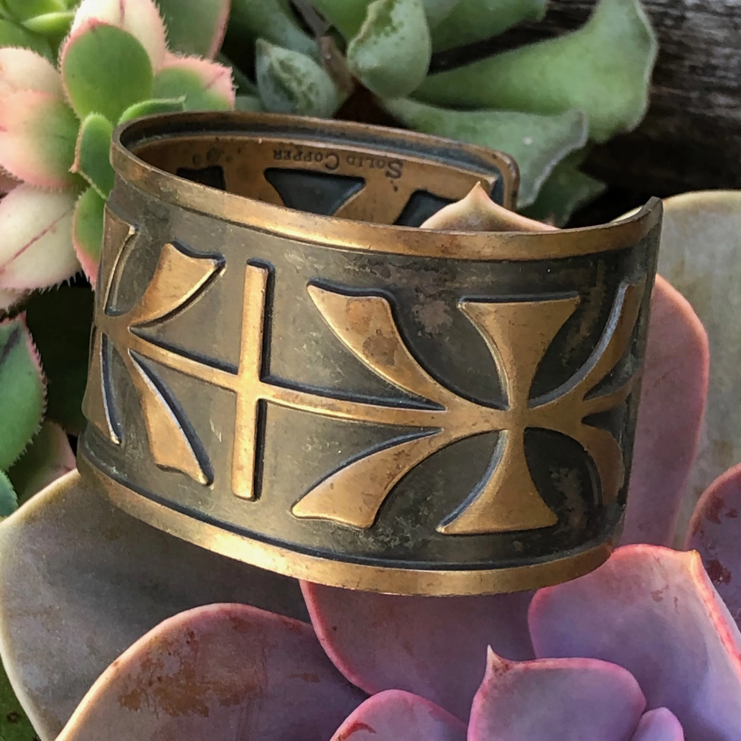 Solid Copper Repoussé Cuff Bracelet