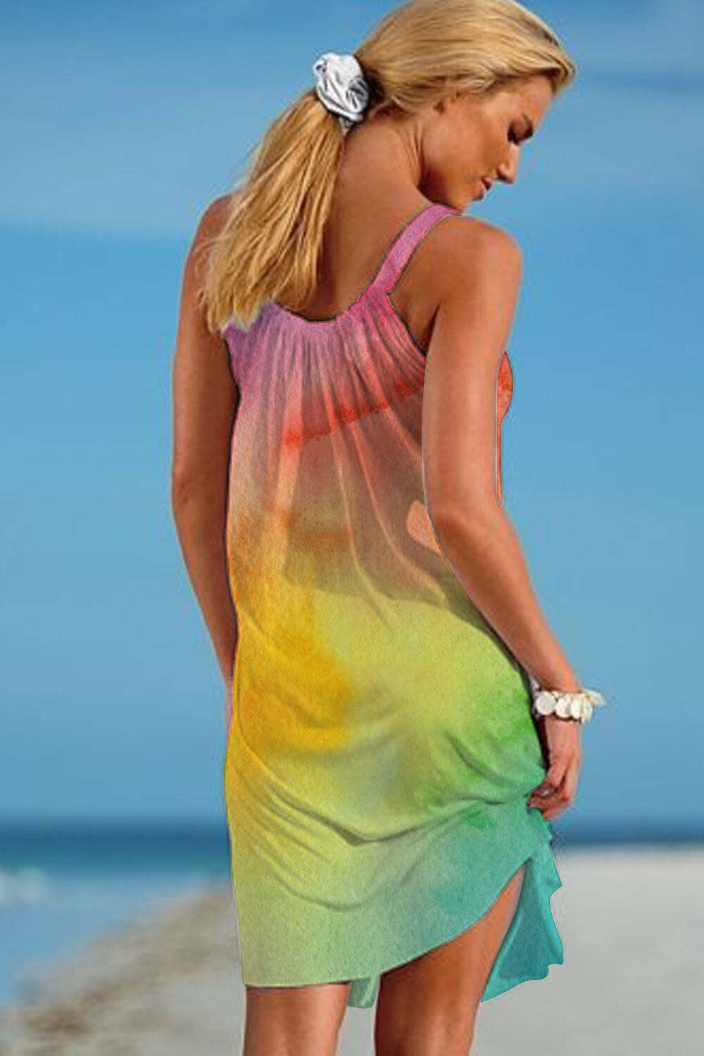 [CLEARANCE SALE]LOVE IS LOVE Rainbow Tie Dye Beach Sleeveless Dress