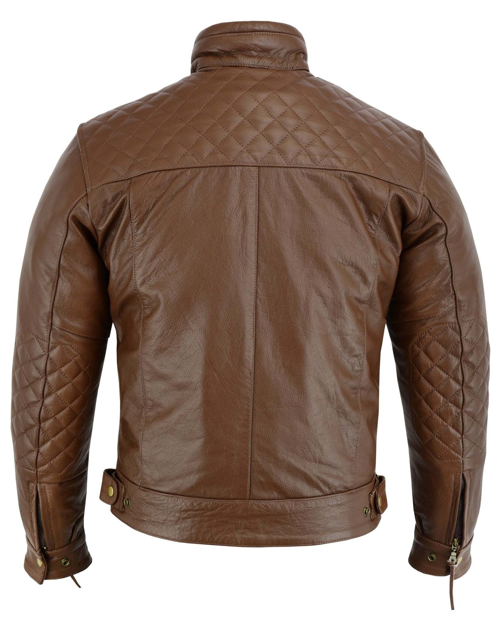 Mens's Black Motorcycle Diamond Leather Jacket CE Protection Cowhide