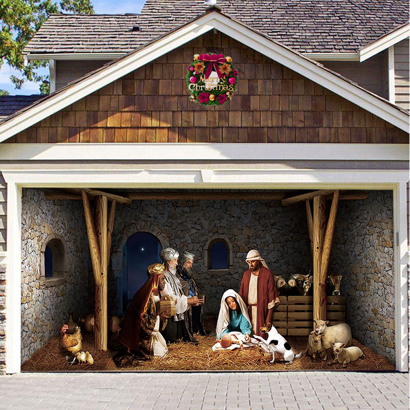 🔥 2022 New Sale -  Nativity Scene Christmas Holiday Home Garage Decor Banner Billboard Door Mural