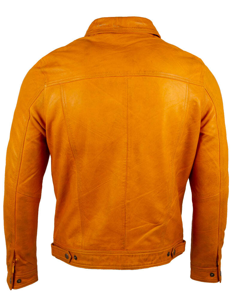 Men's Super-soft  Leather Classic Harrington Fashion Jacket (AGQ5)