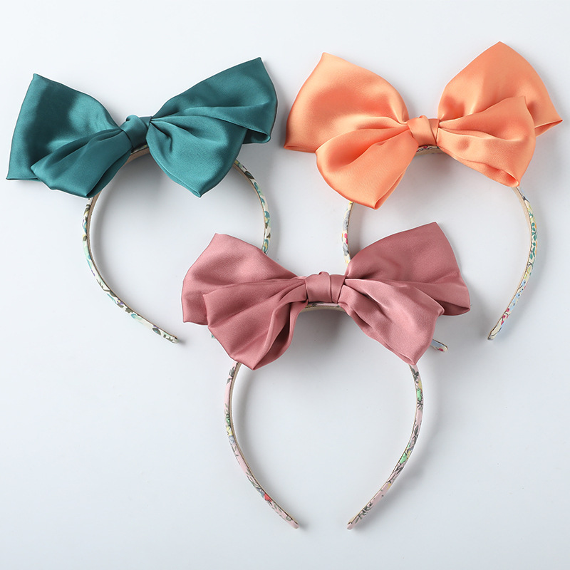 Girls Sweet Candy Color Simulation Silk Big Bow Headband
