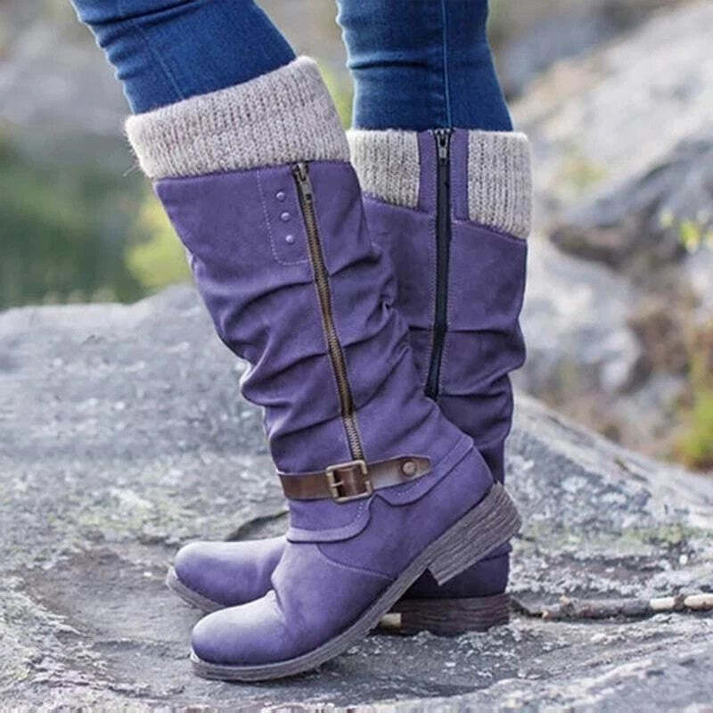 Vintage Knitted Stitching High Boots
