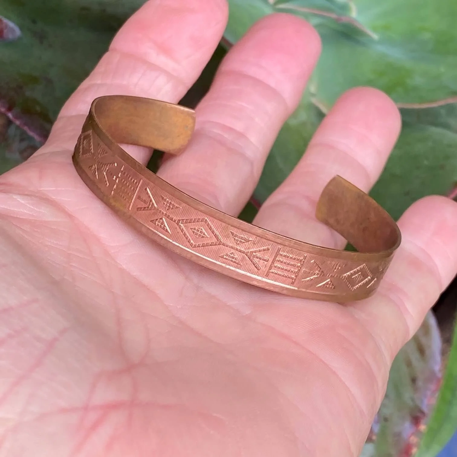 Copper Cuff Indian Bracelet with Raised Design