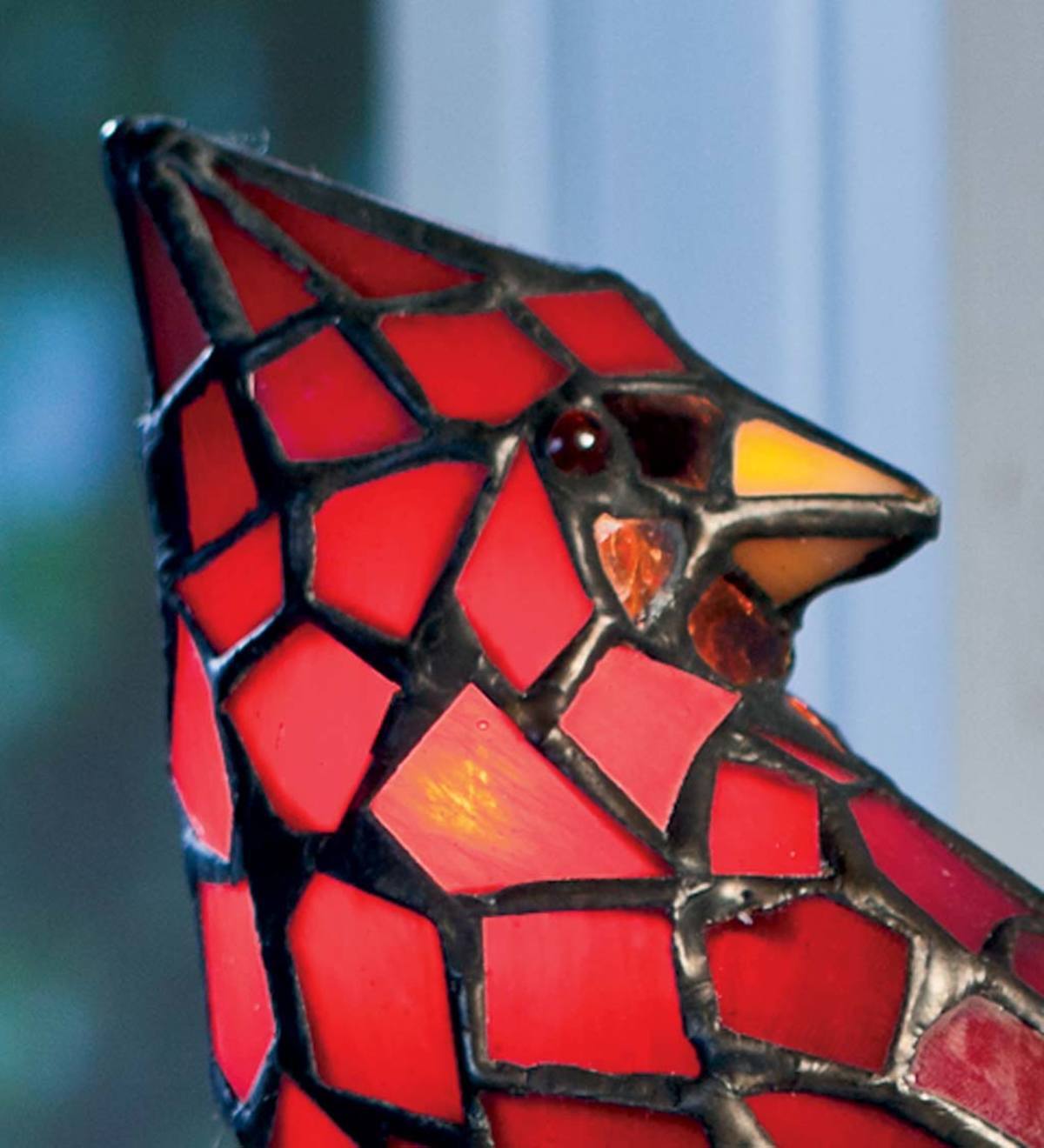 Stained Glass Cardinal Accent Lamp