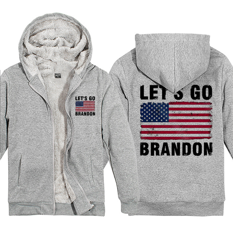Let's Go Brandon Printed Fleece Hooded Jacket