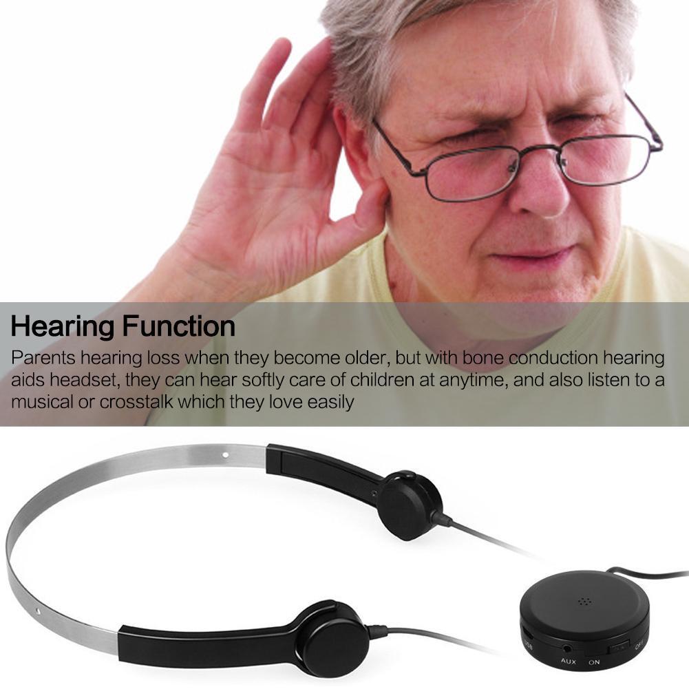 Hearing Aid Bone Conduction Headphones 350mAh Rechargeable Headset for The Elderly