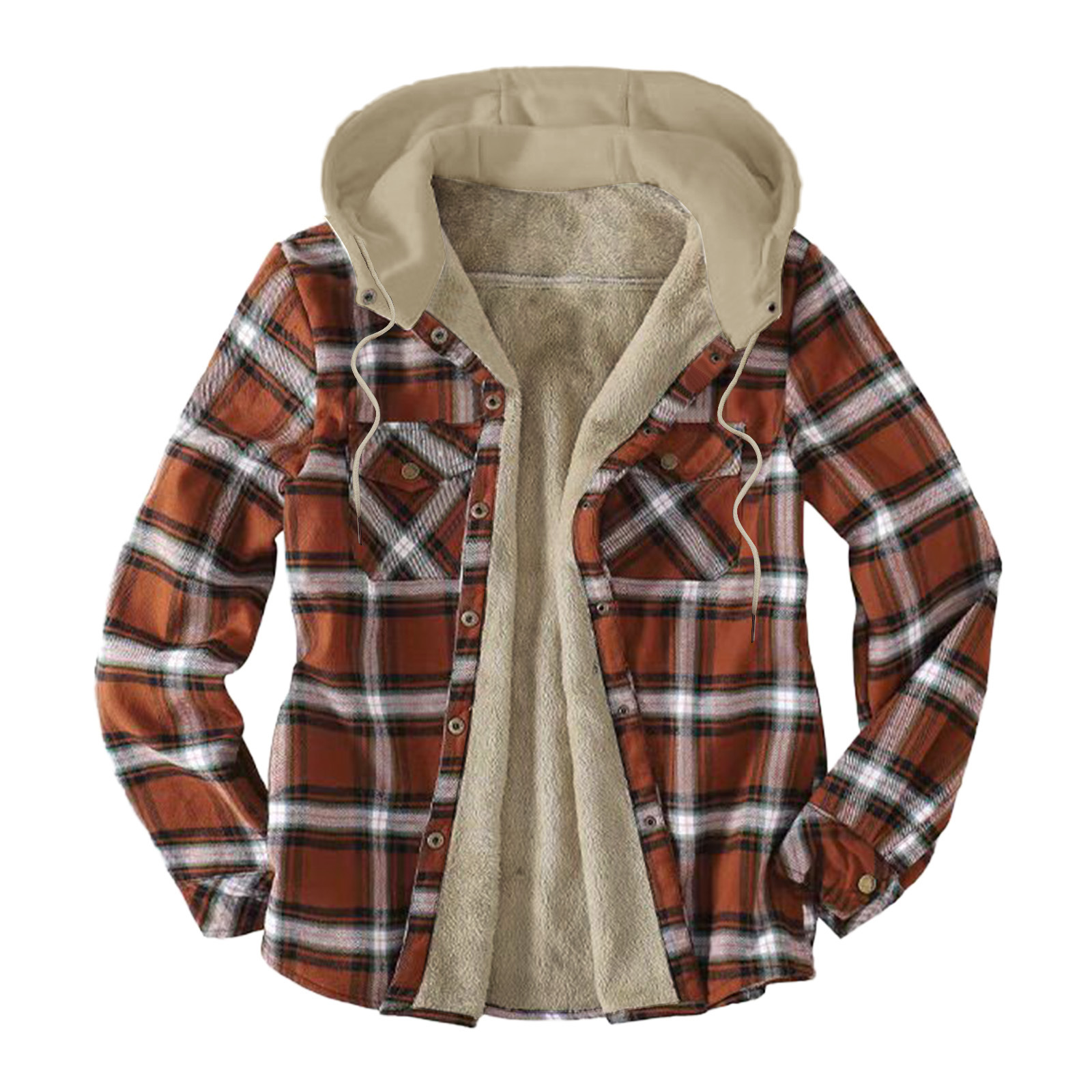 Men's Autumn And Winter Outdoor Plaid Hooded Jacket
