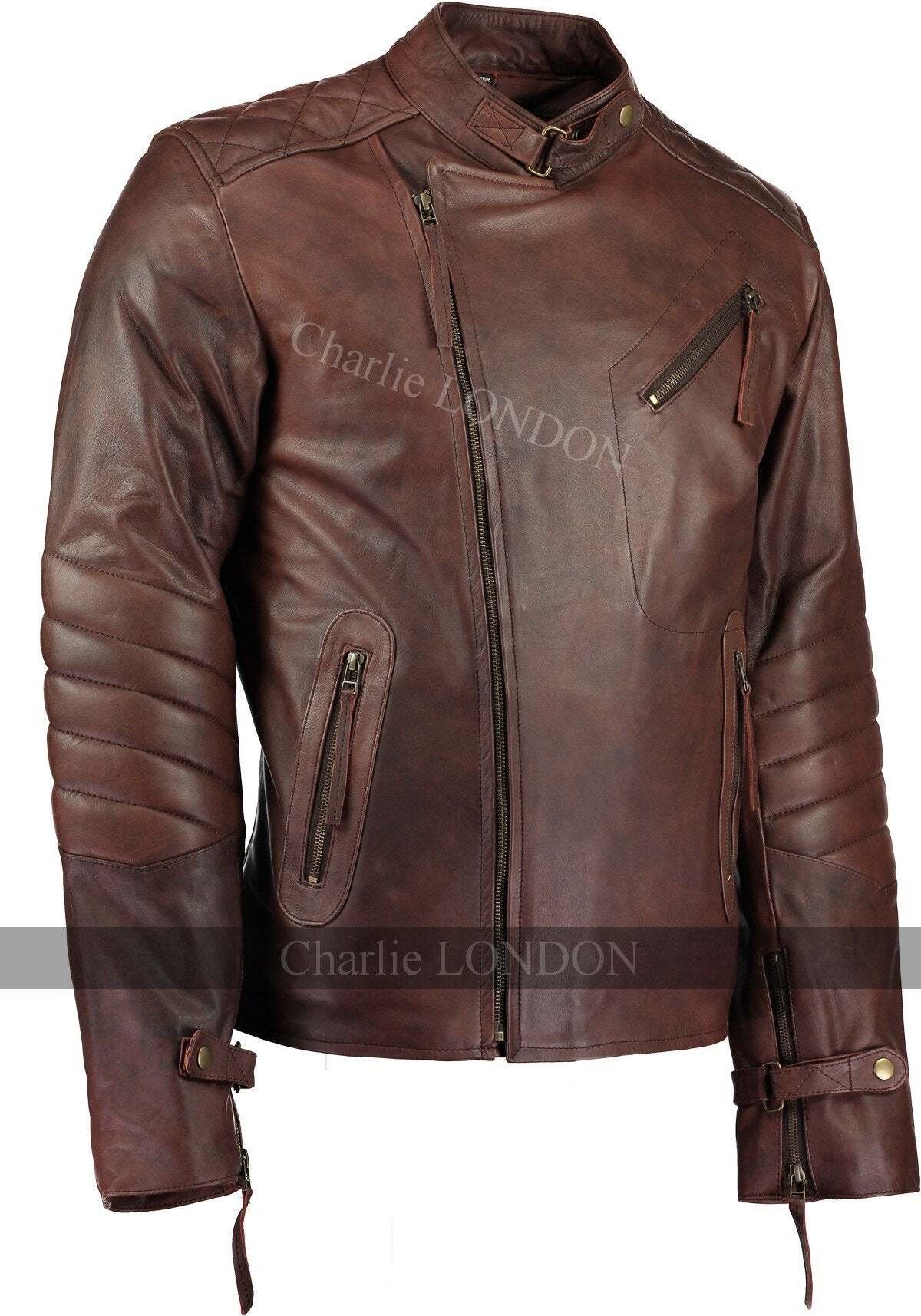 Mens Kendal Vintage Brown David Beckham Leather Jacket