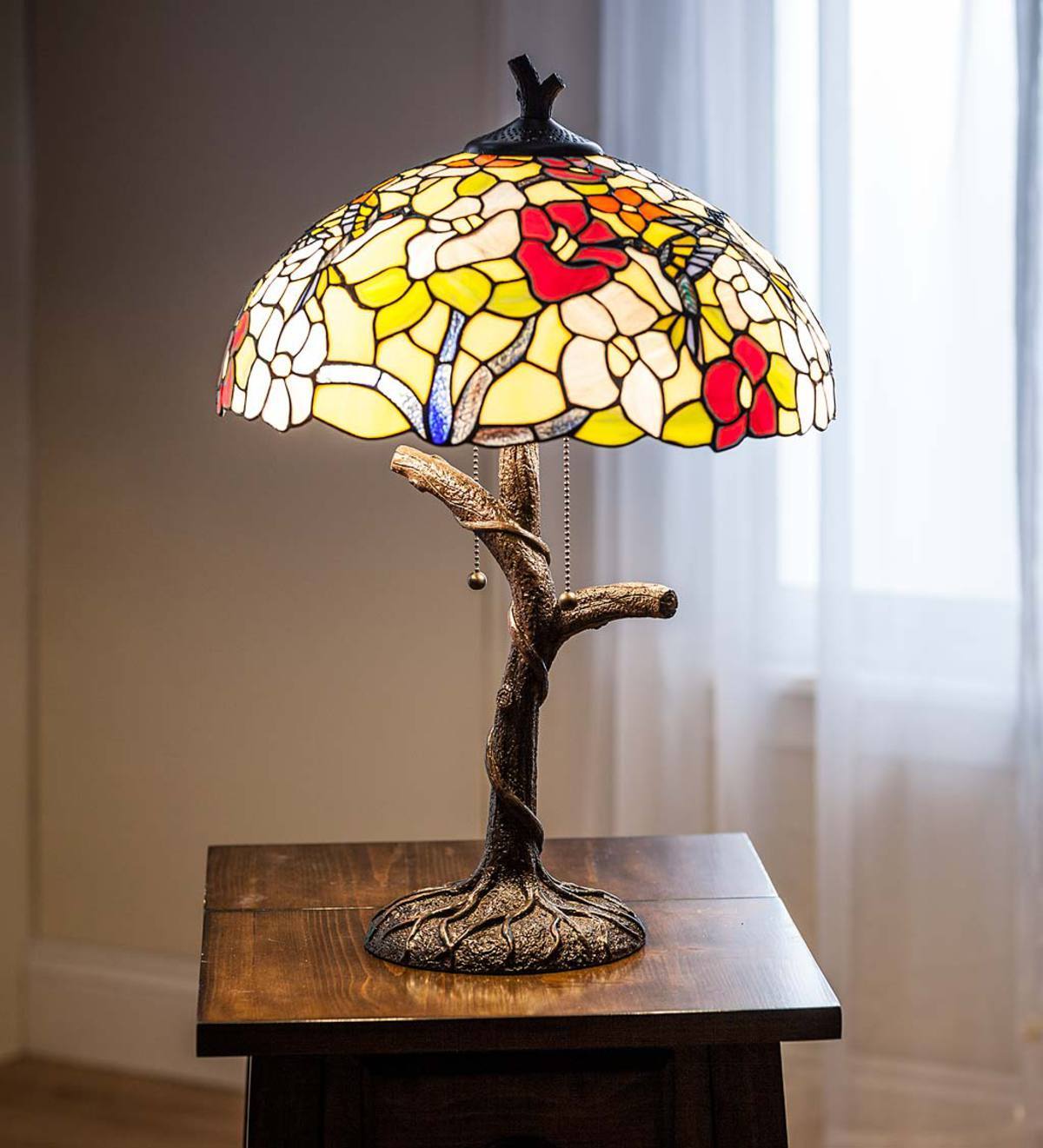 Hummingbird Stained Glass Table Lamp