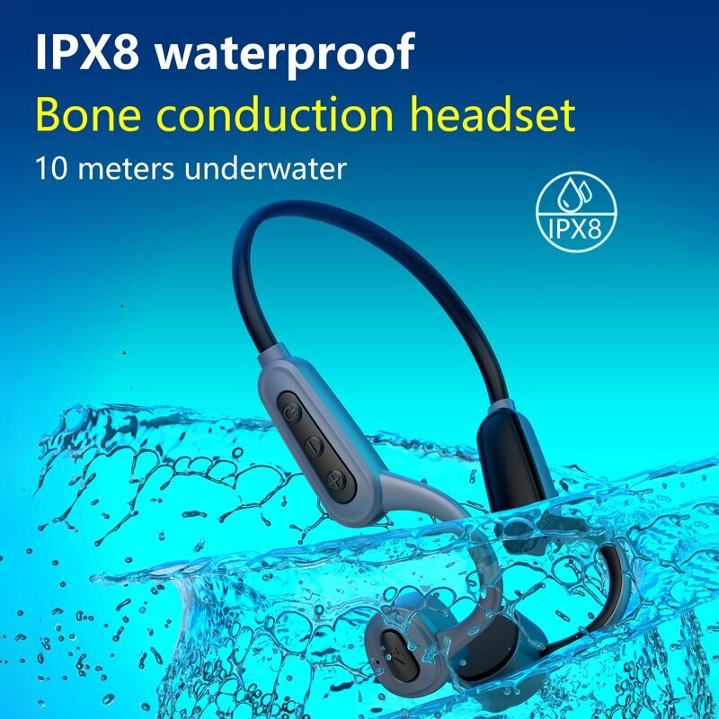 K8 IPX8 Waterproof Swimming Headphones Built-in 32GB MP3 Player,Bone Conduction Headphones