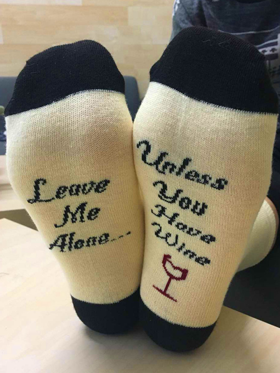 Letter Embroidery Hit Color Socks