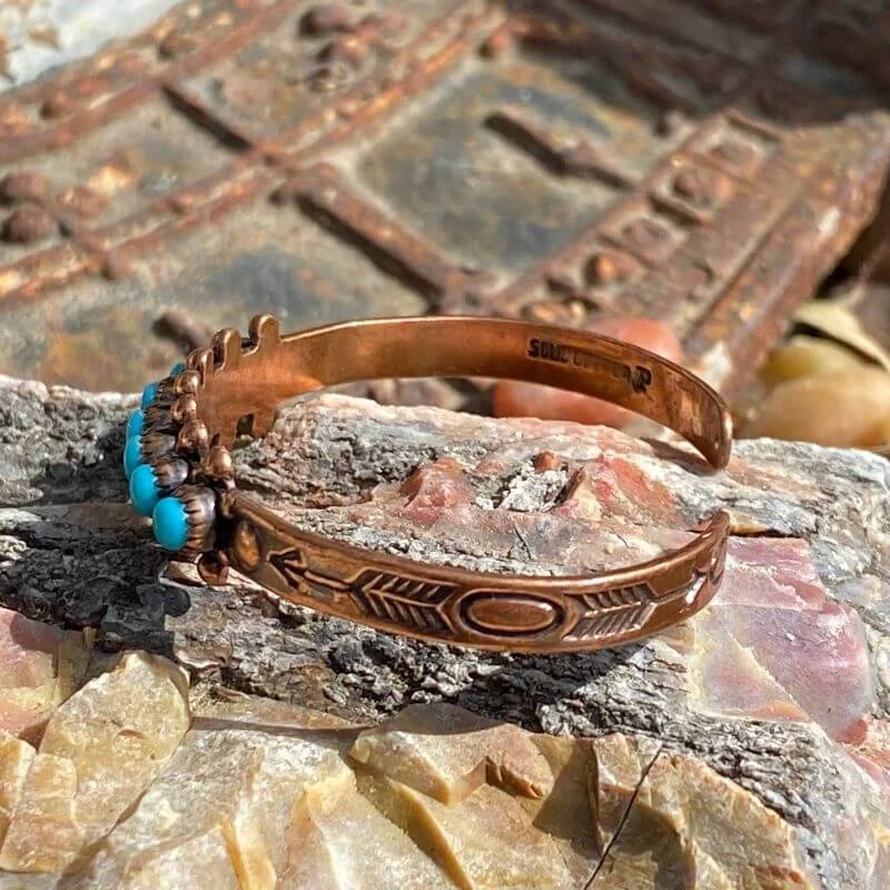Solid Copper Turquoise Baby Bracelet Navajo