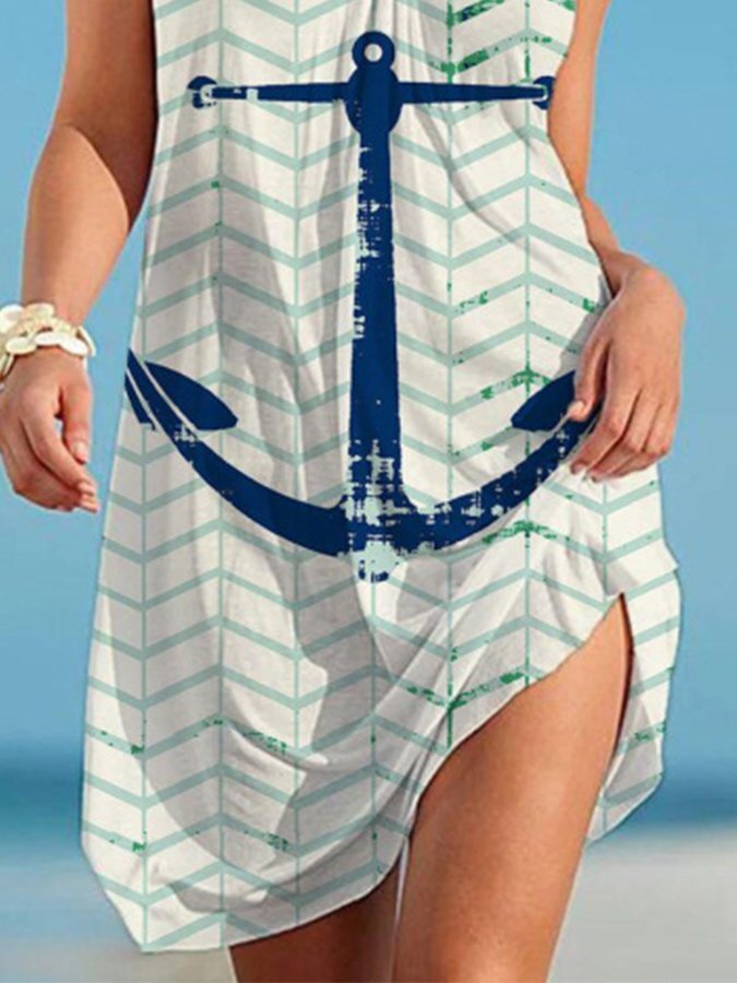 Sailor Print Sexy Sling Beach Dress