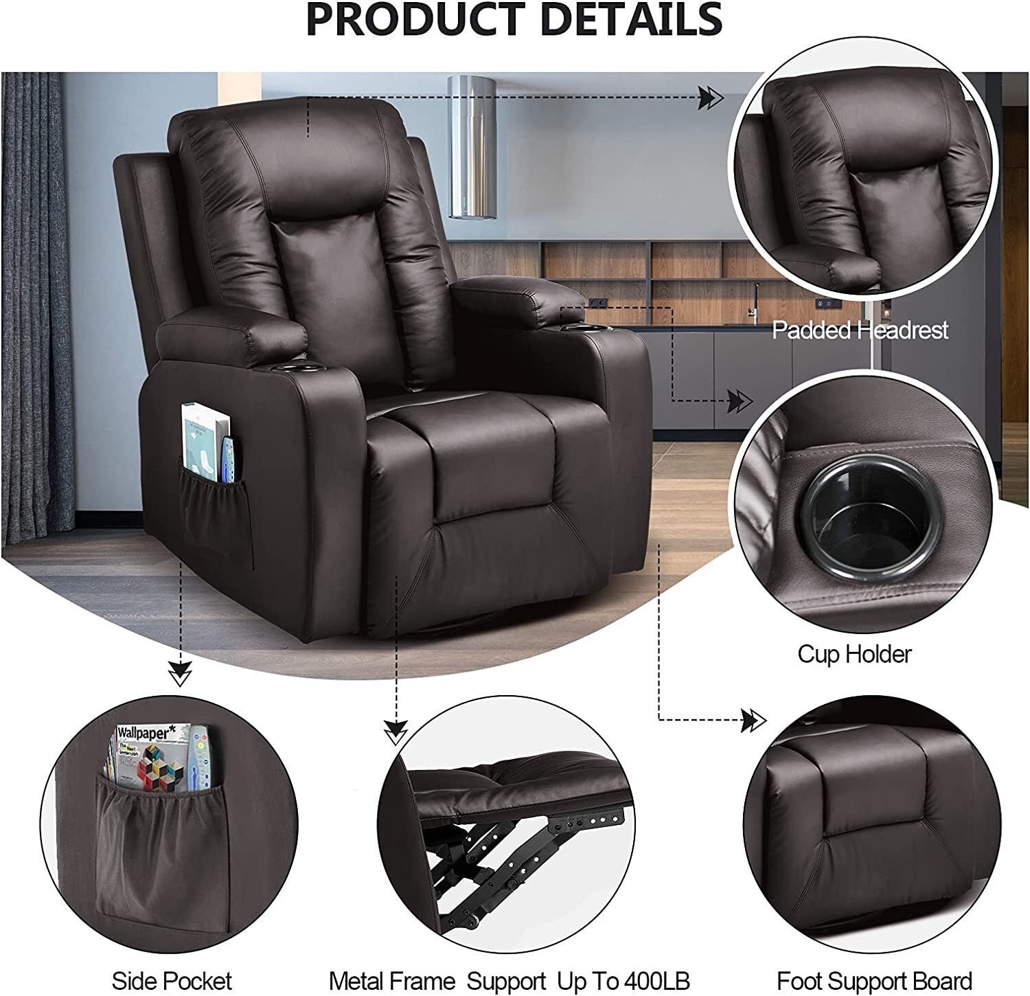 PU Leather Recliner Chair