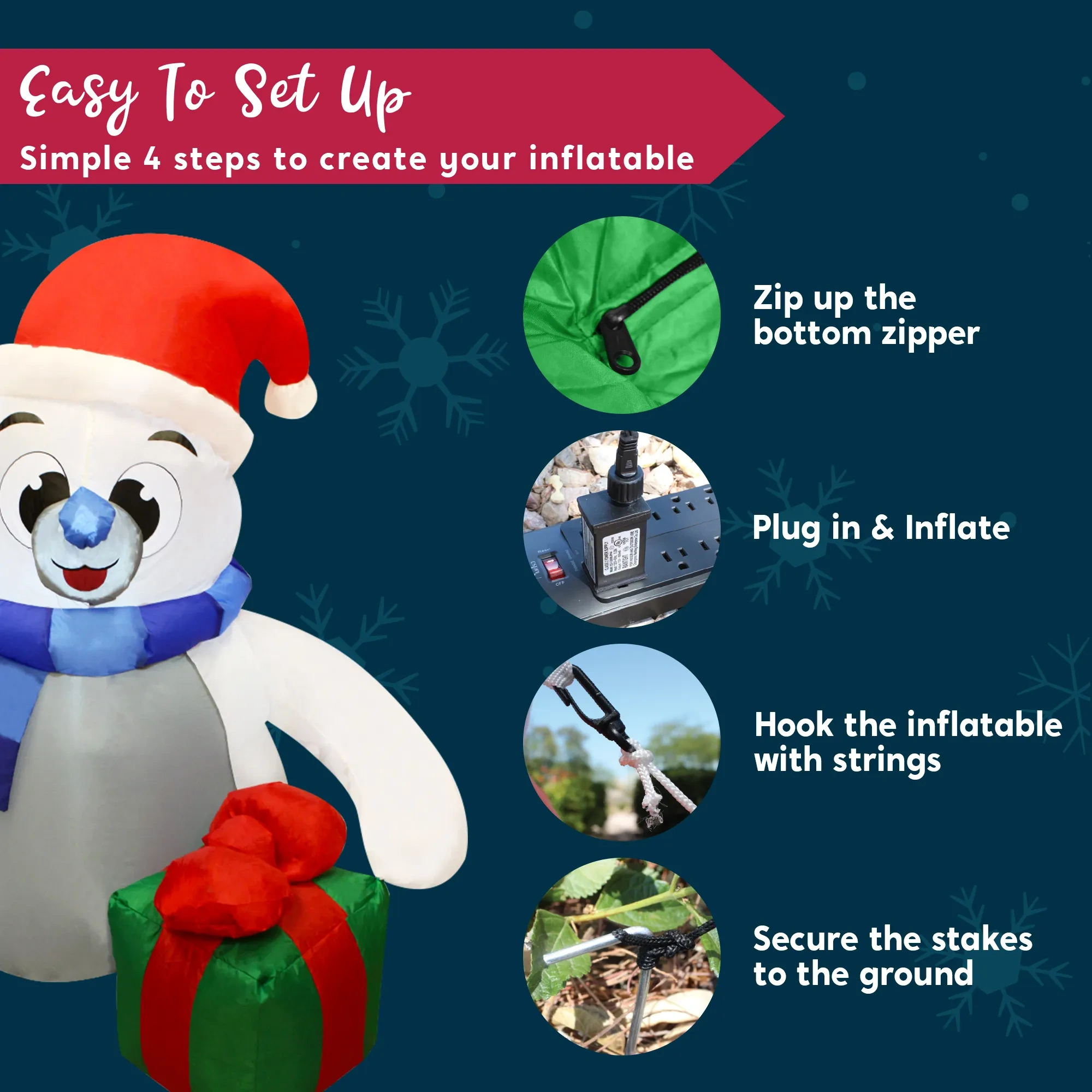 4ft LED Inflatable Polar Bear Christmas Yard Decorations