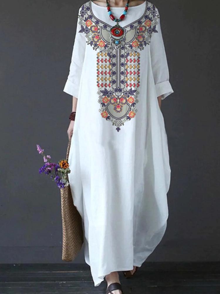 Women's Casual Loose Ethnic Print Dress