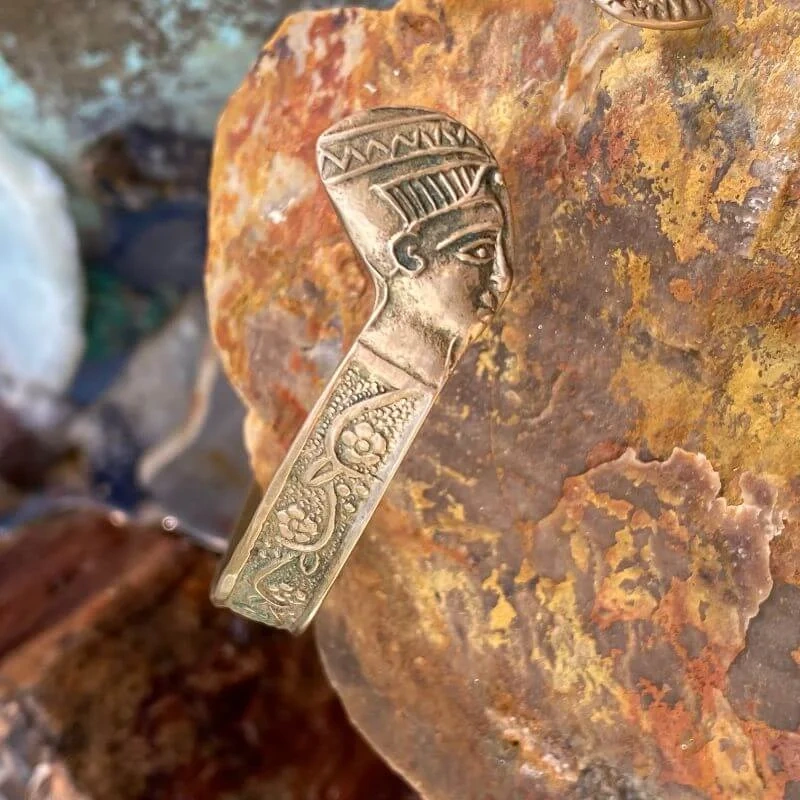 Egyptian Revival Brass Cuff Bracelet