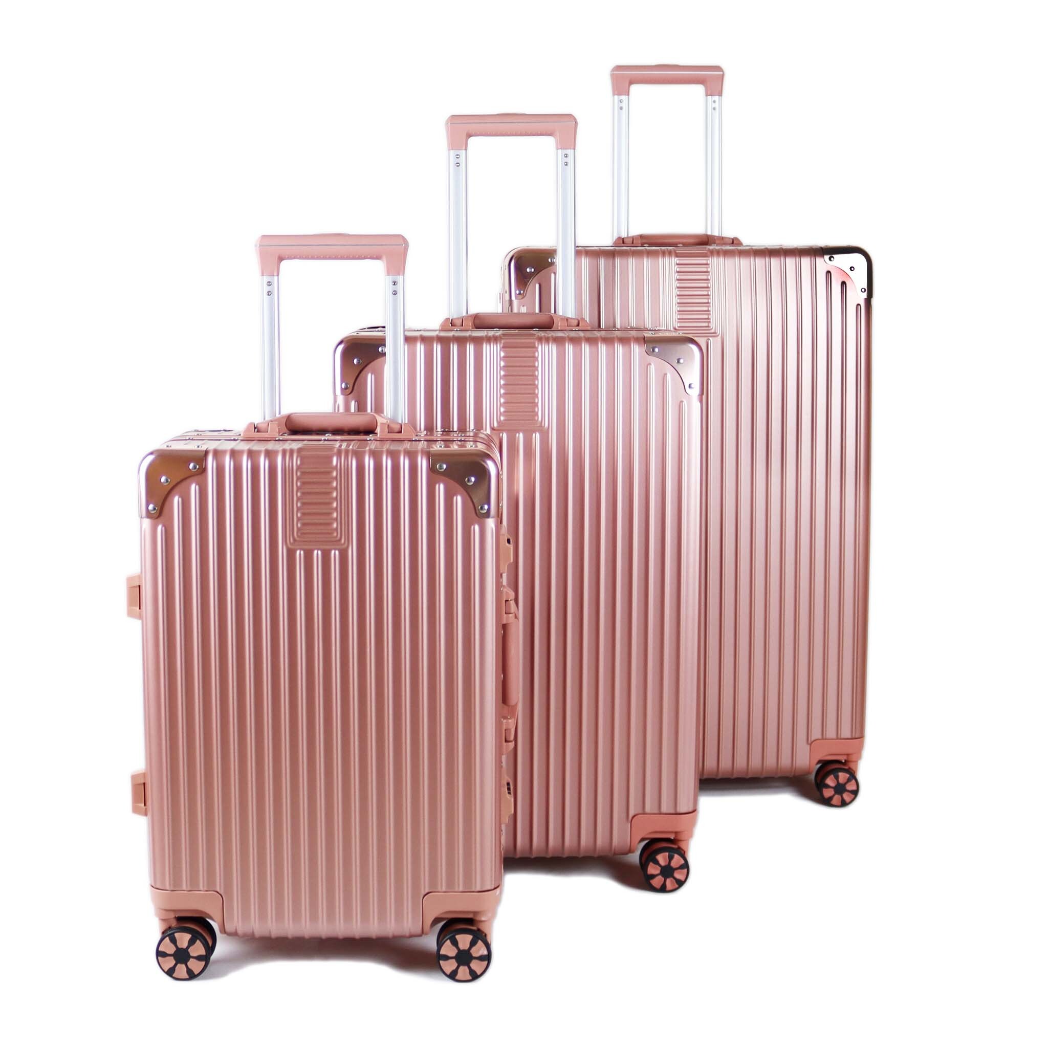 LUGGAGE DISTRICT ALUMINUM FRAME ULTRA-LIGHT CARRY-ON SMALL BAG 20INCH, ROSE GOLD
