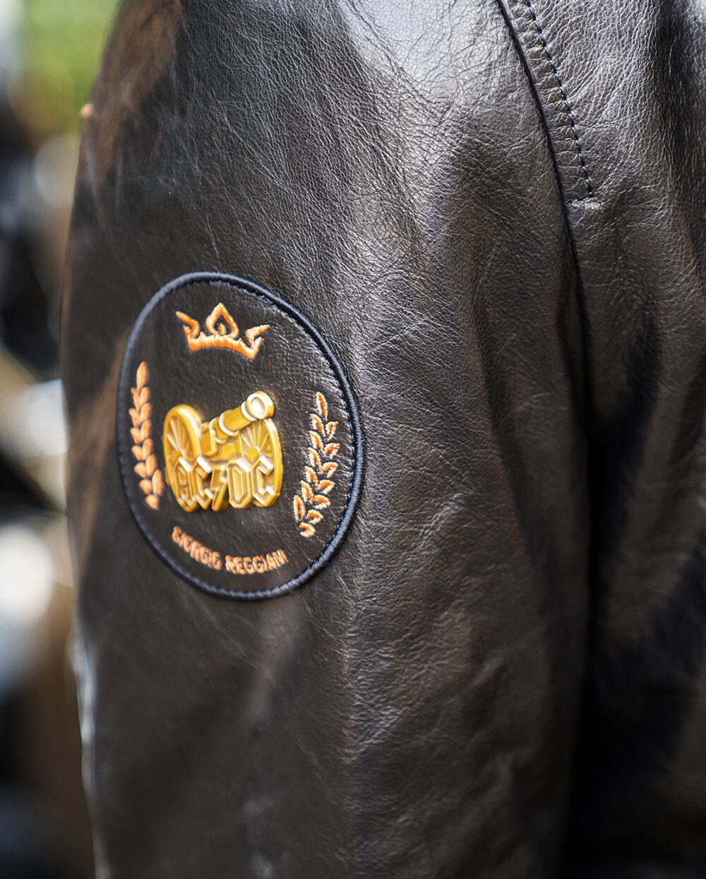 Black Patched Goatskin Casual Moto Biker Jacket