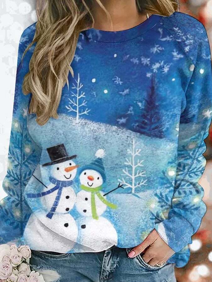 Women's Merry Christmas Christmas Snowman Print Sweatshirt