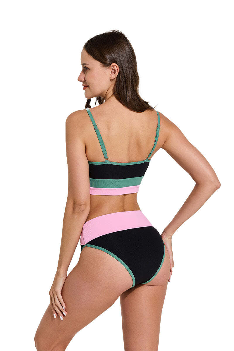 Sleek Colorblock Bandeau Swimsuit