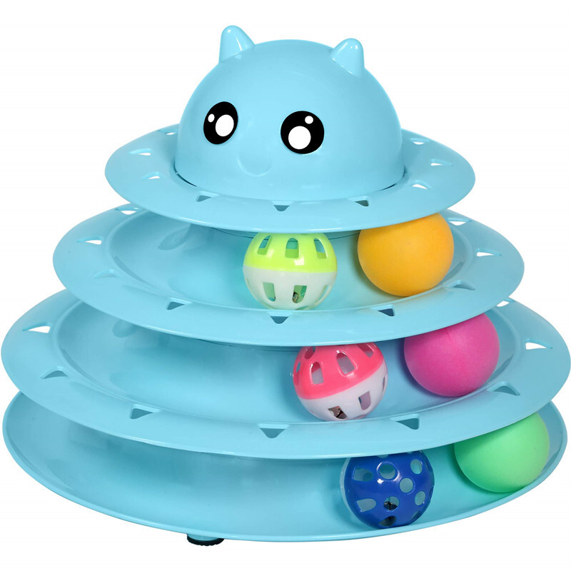 Cat Toy Roller 3-Level Turntable Cat Toys Balls with Six Colorful Balls
