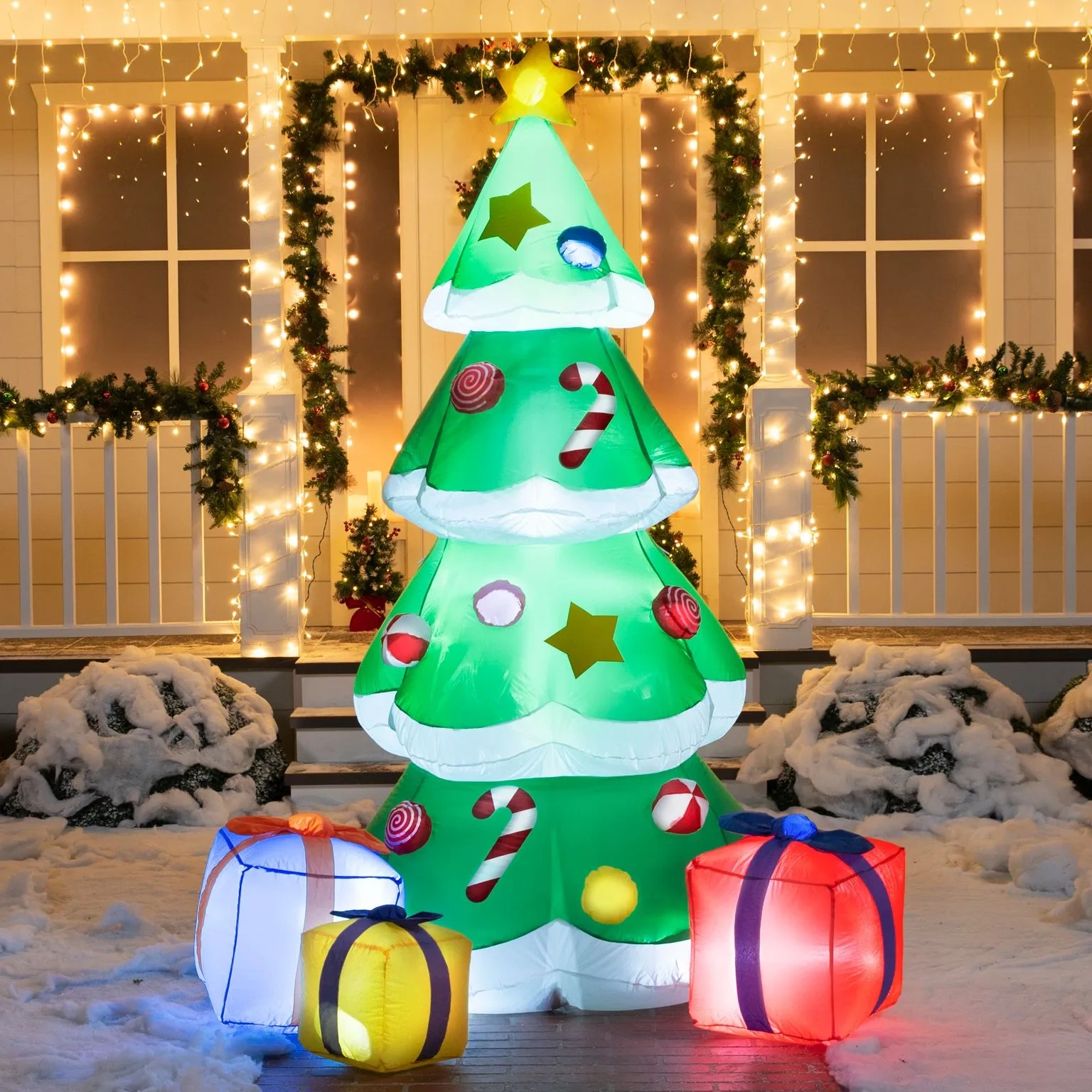 7ft Tall LED inflatable Christmas Tree with 3 Wrapped Gifts