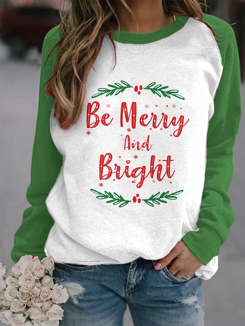 Women's Be Merry and Bright-Christmas Casual Sweatshirt
