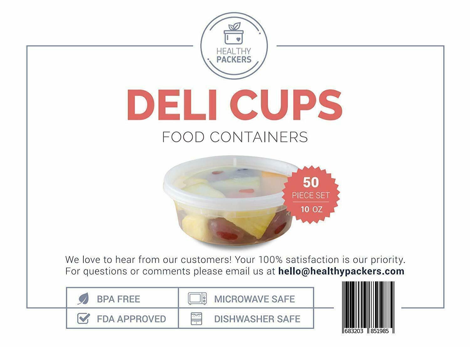 50 PCS 8oz Plastic Food Storage Containers with Lids-Restaurant Deli Cups,