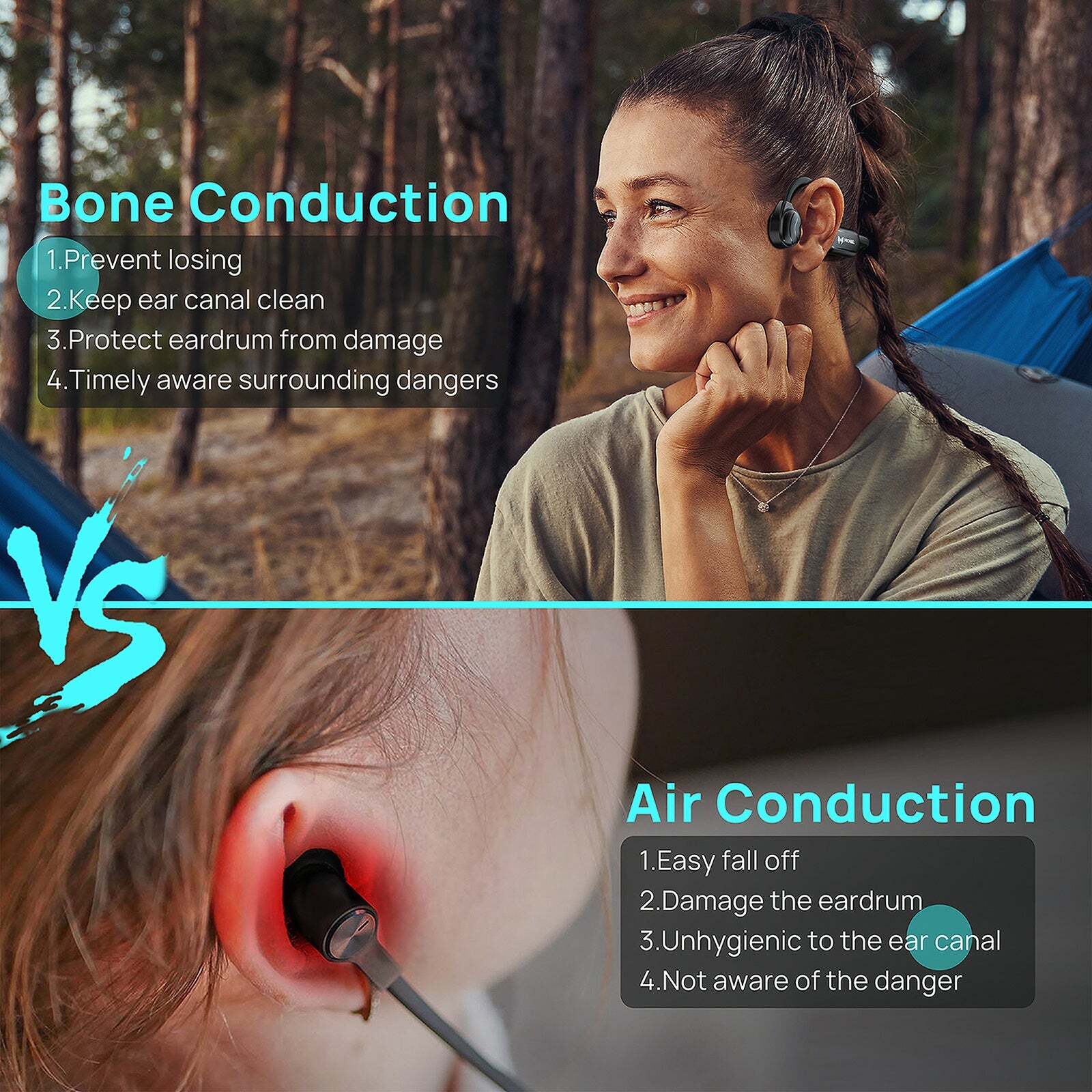 Bone Conduction Open-Ear Sport Headphone- Black