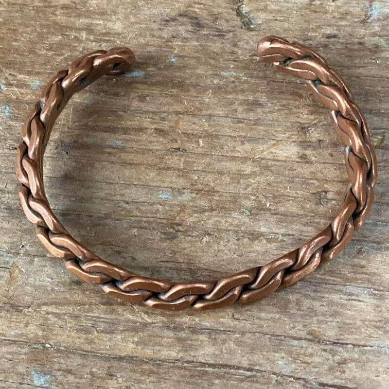 Vintage Hand Woven Copper Wire Cuff Bracelet