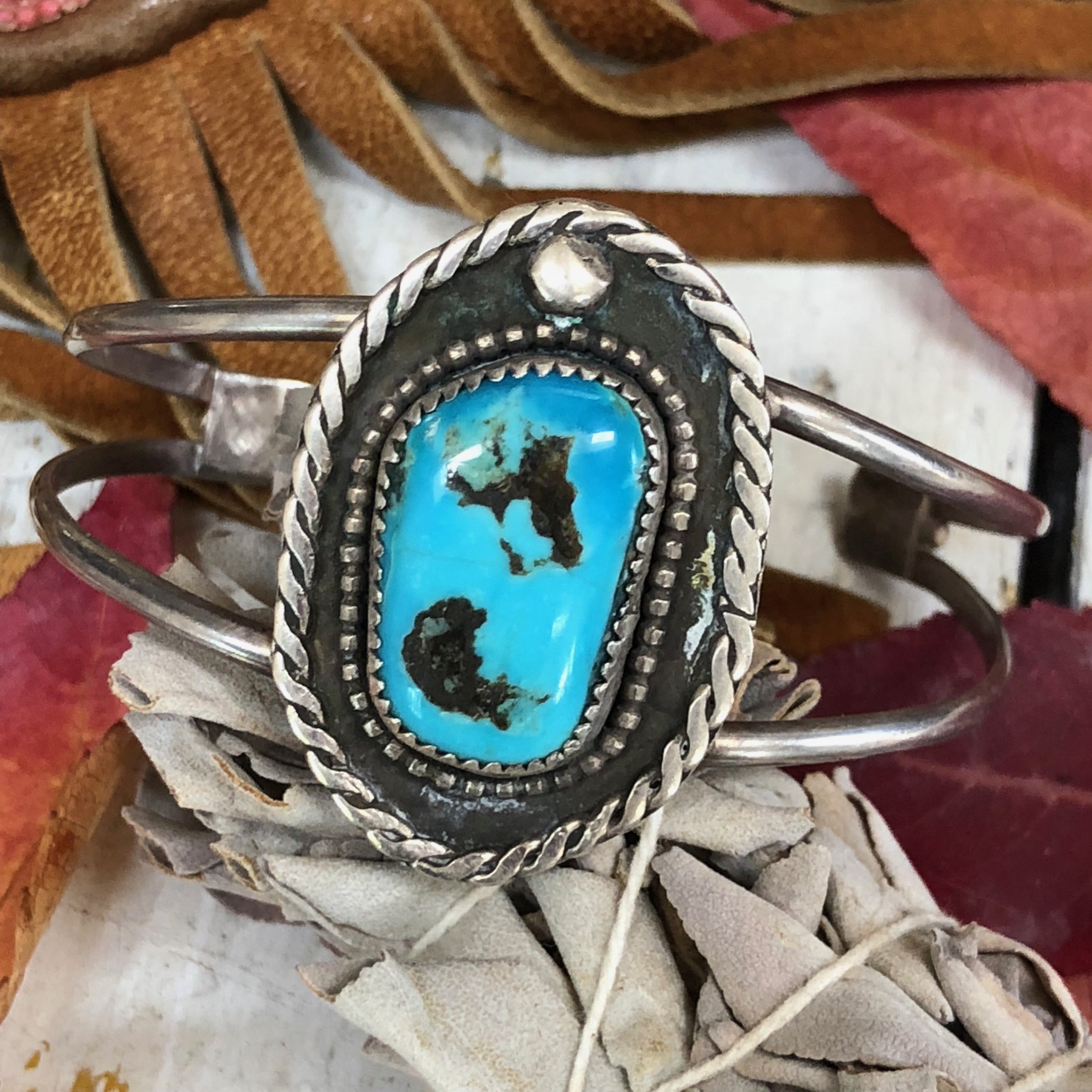 Southwestern Natural Turquoise Bracelet in Sterling Silver