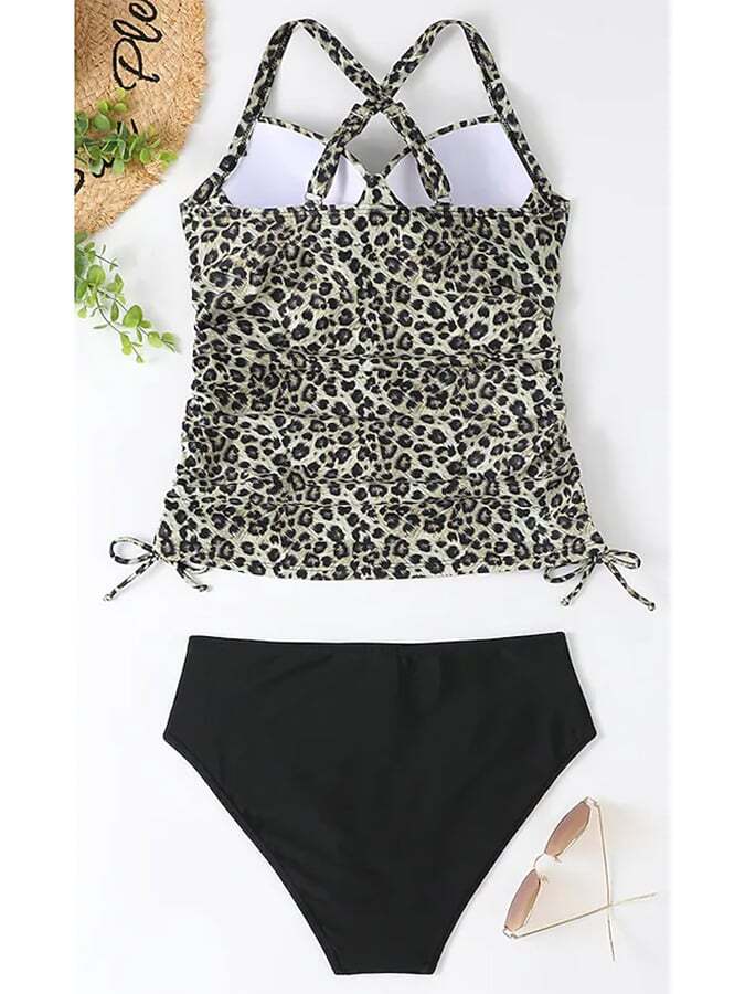 Women's Two-piece Leopard Print Slimming Swimsuit
