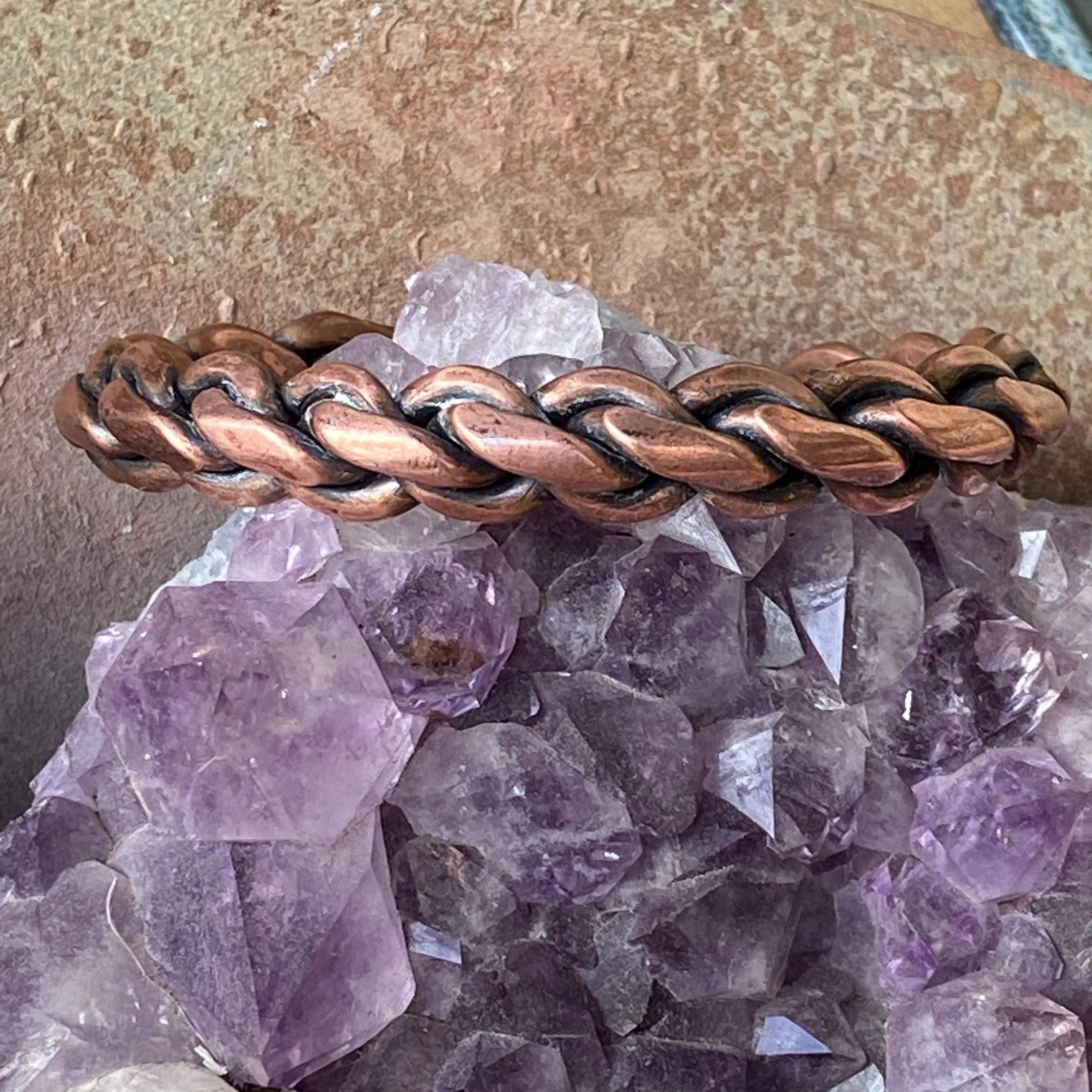 Time Worn Hand Woven Solid Copper Cuff Bracelet