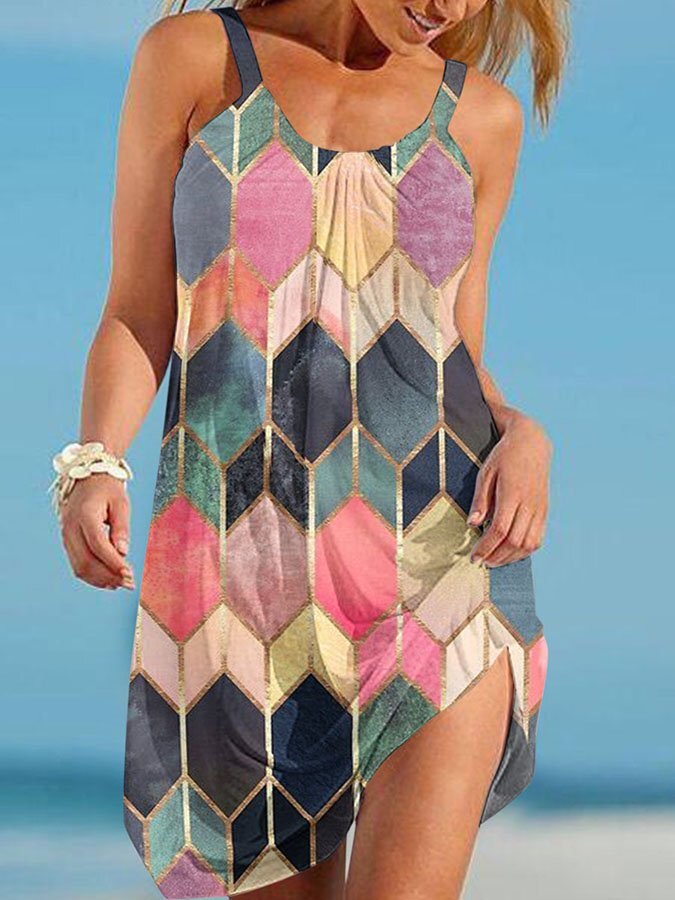 Geometric Print Slip Dress