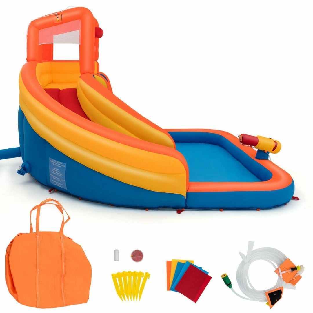 Inflatable Pool Bounce House Waterpark with Slide and Climbing Wall